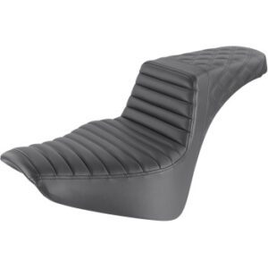 SADDLEMEN Step-Up Seat — Rear Lattice Stitch/Front Tuck-n-Roll - Black 818-33-176